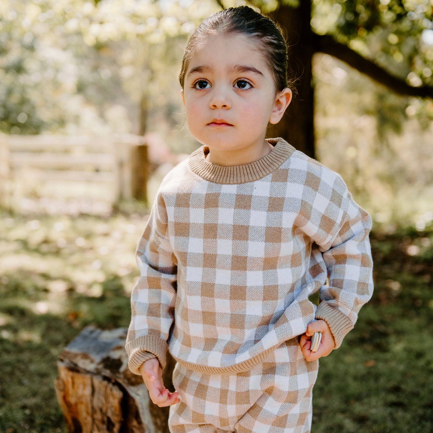 KYND BABY Knit Jumper - Neutral Gingham - New