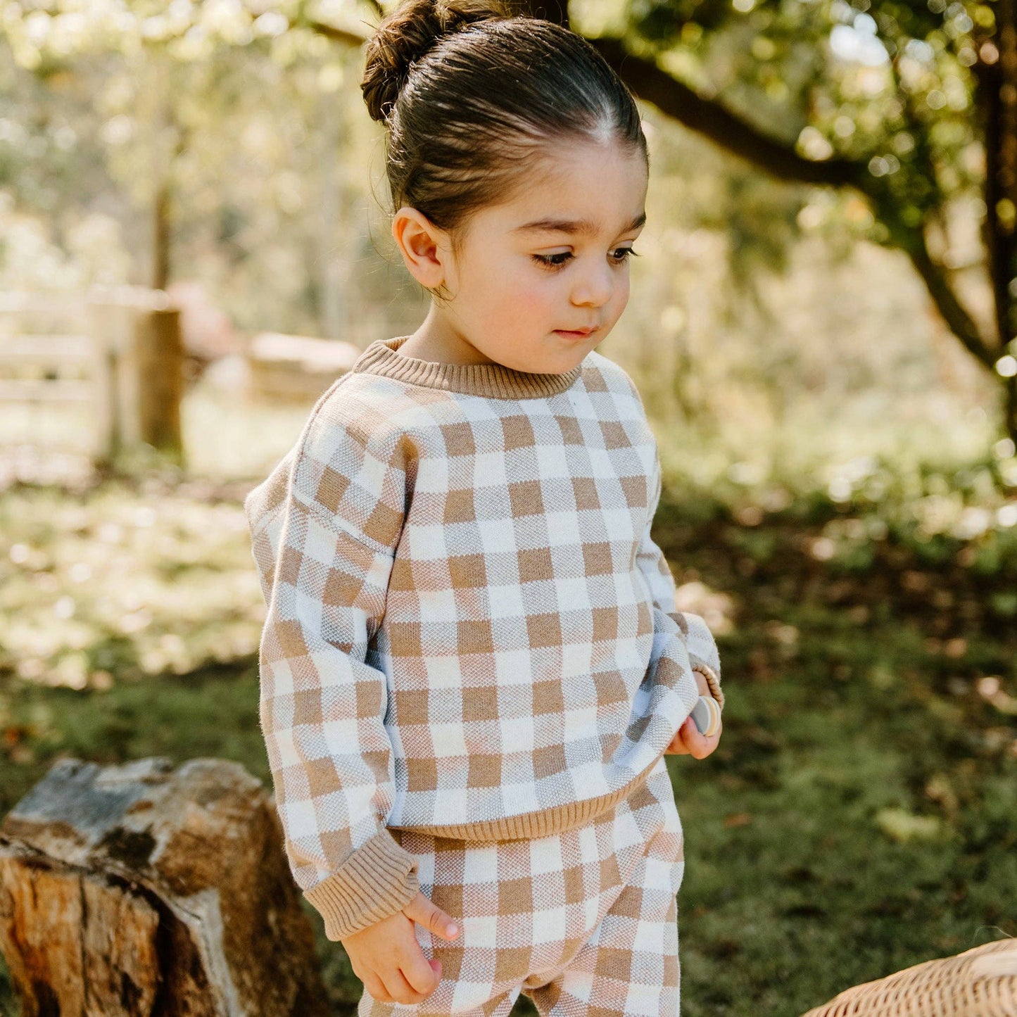 KYND BABY Knit Jumper - Neutral Gingham - New