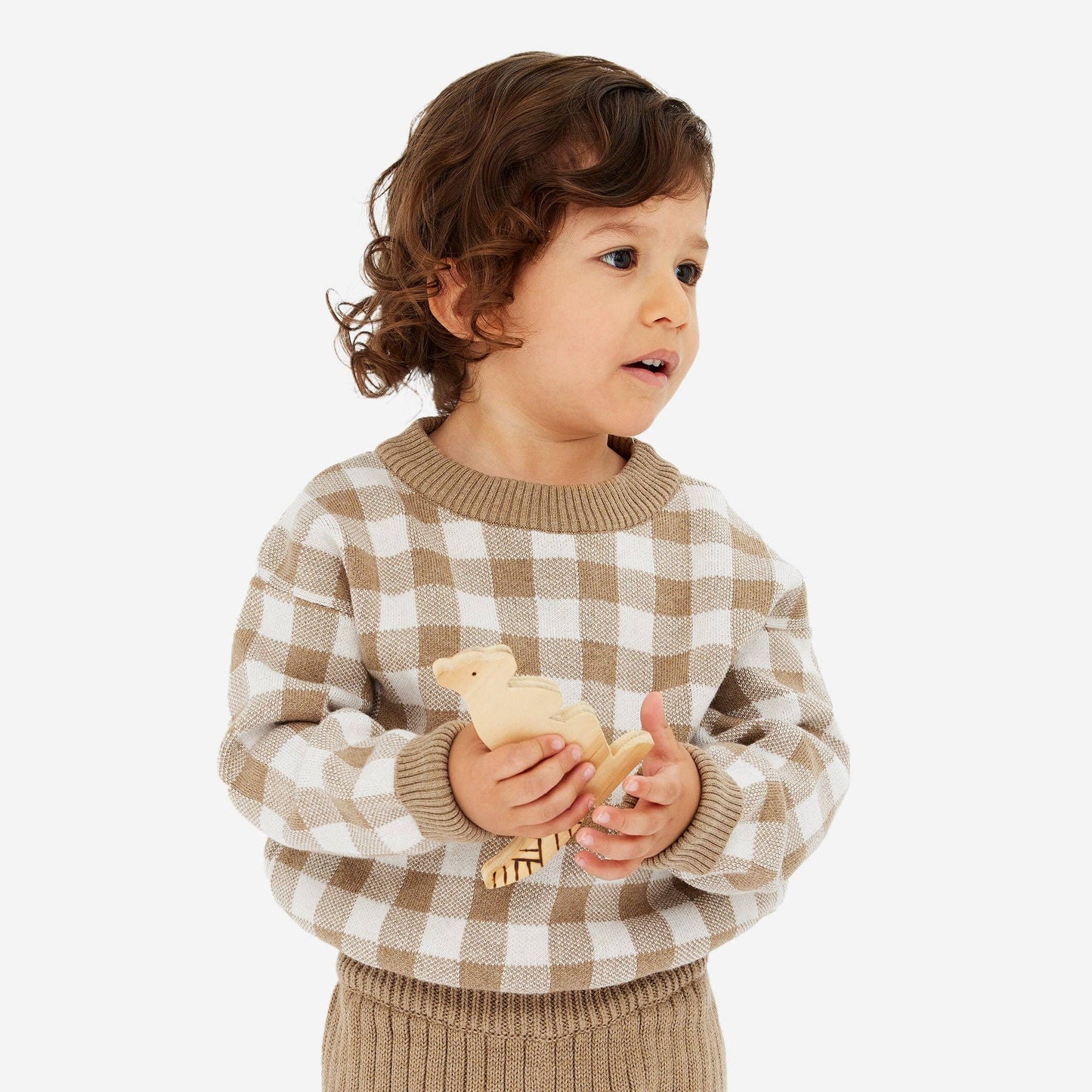 KYND BABY Knit Jumper - Neutral Gingham - New