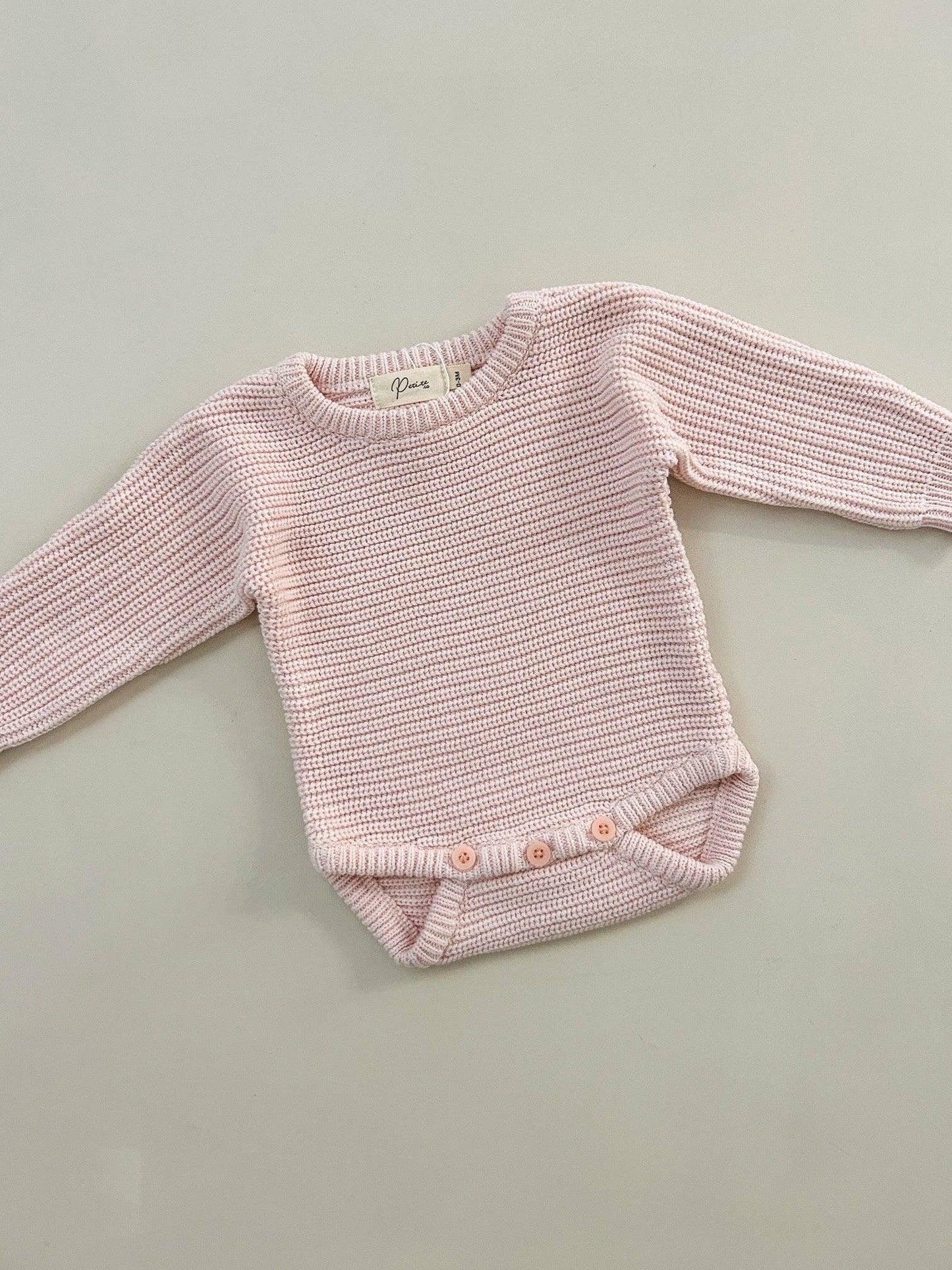 PETITE & CO Classic Ribbed Romper - Baby Pink - New