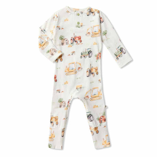 SNUGGLE HUNNY Growsuit - Diggers & Tractors - New