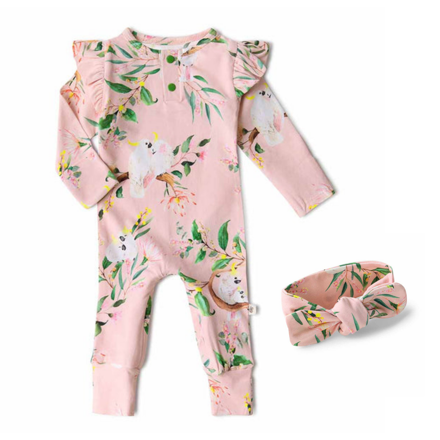 SNUGGLE HUNNY Growsuit & Top Knot - Cockatoo - New