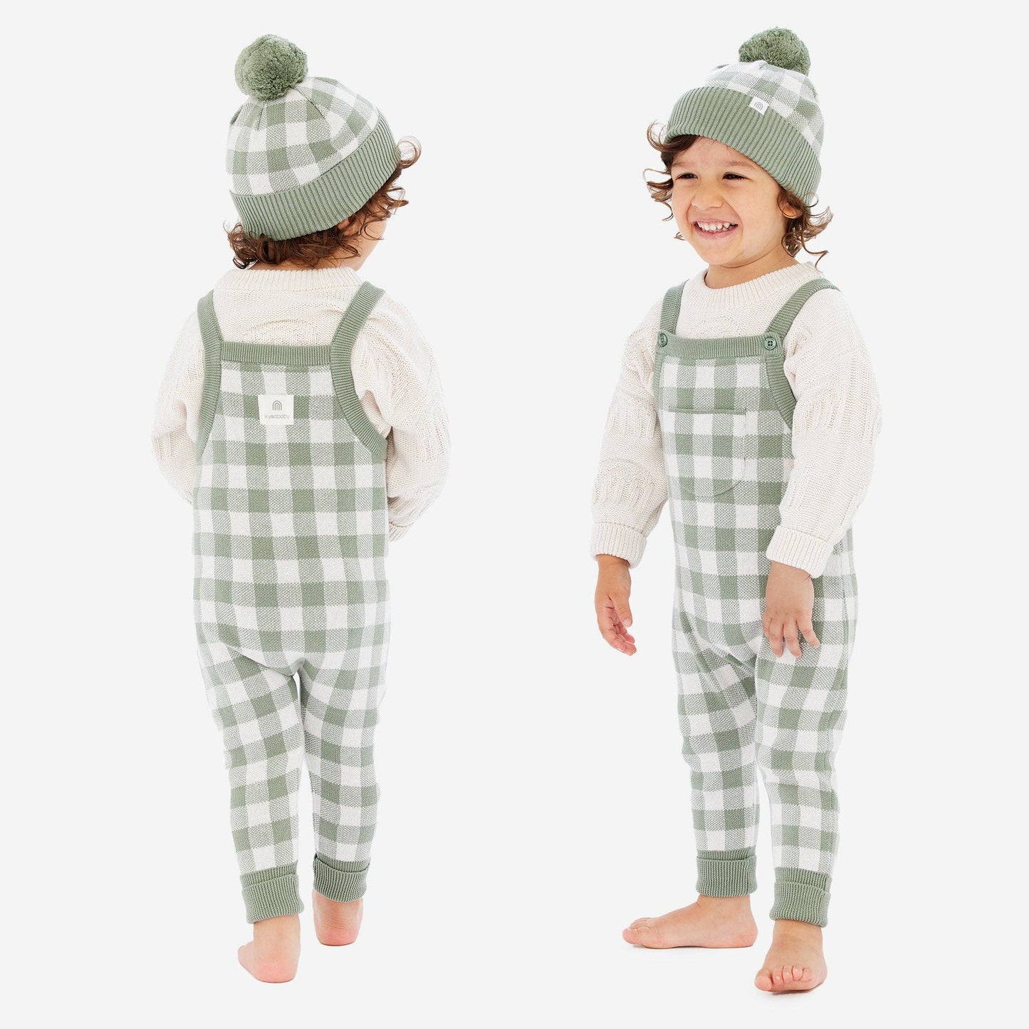 KYND BABY Knit Overall - Sage Gingham - New