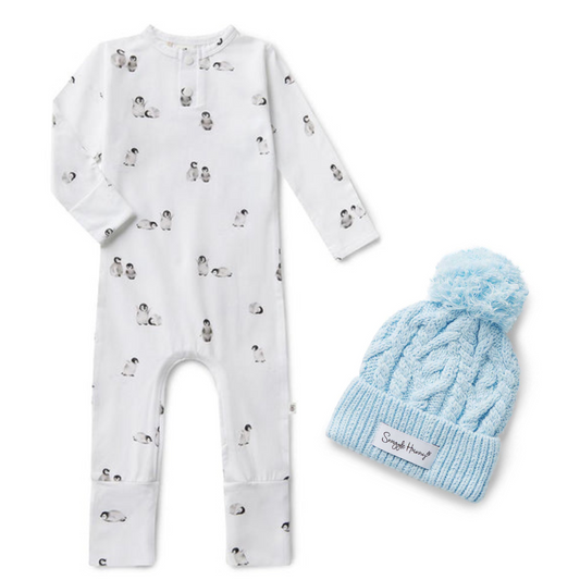 SNUGGLE HUNNY Growsuit & Beanie - Penguins - New