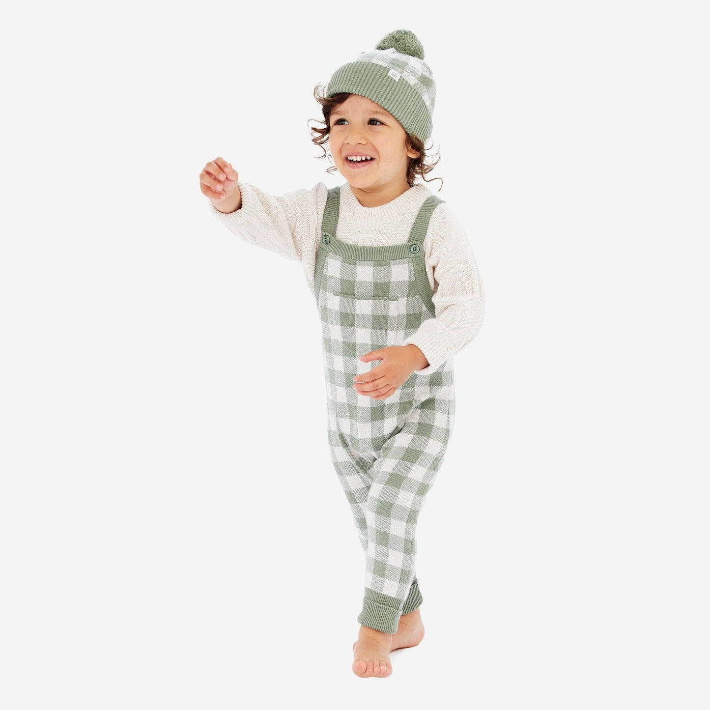 KYND BABY Knit Overall - Sage Gingham - New