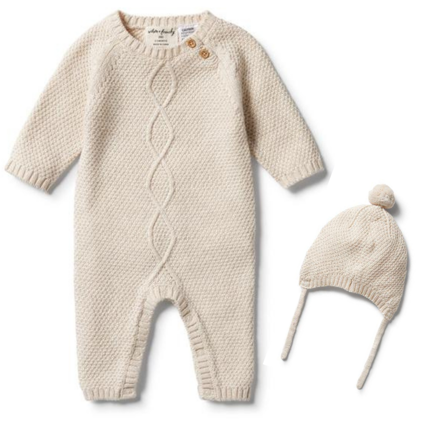 WILSON & FRENCHY - Knit Romper and Bonnet - New