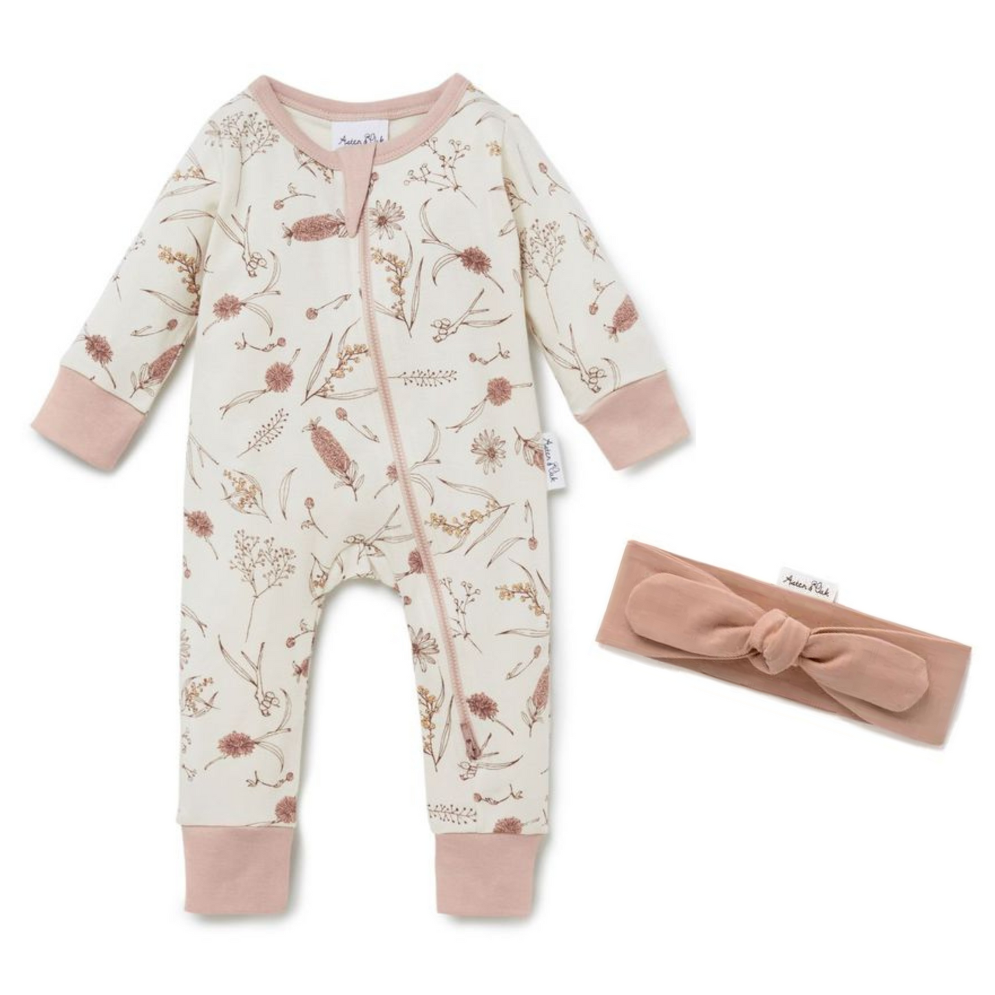 ASTER & OAK Romper and Bonnet - Native Flora - New