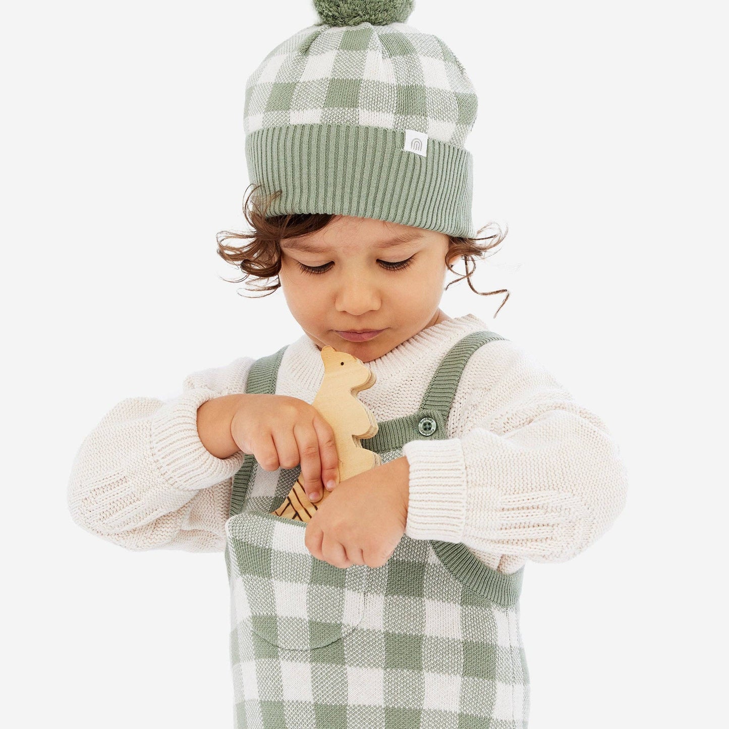 KYND BABY Knit Overall - Sage Gingham - New